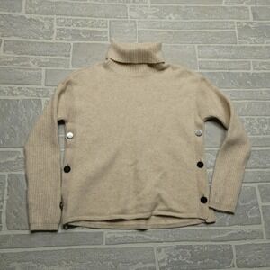 SWTR Brand Sweater Womens XS Beige Merino Wool Yak‎ Blend Turtleneck Side Button
